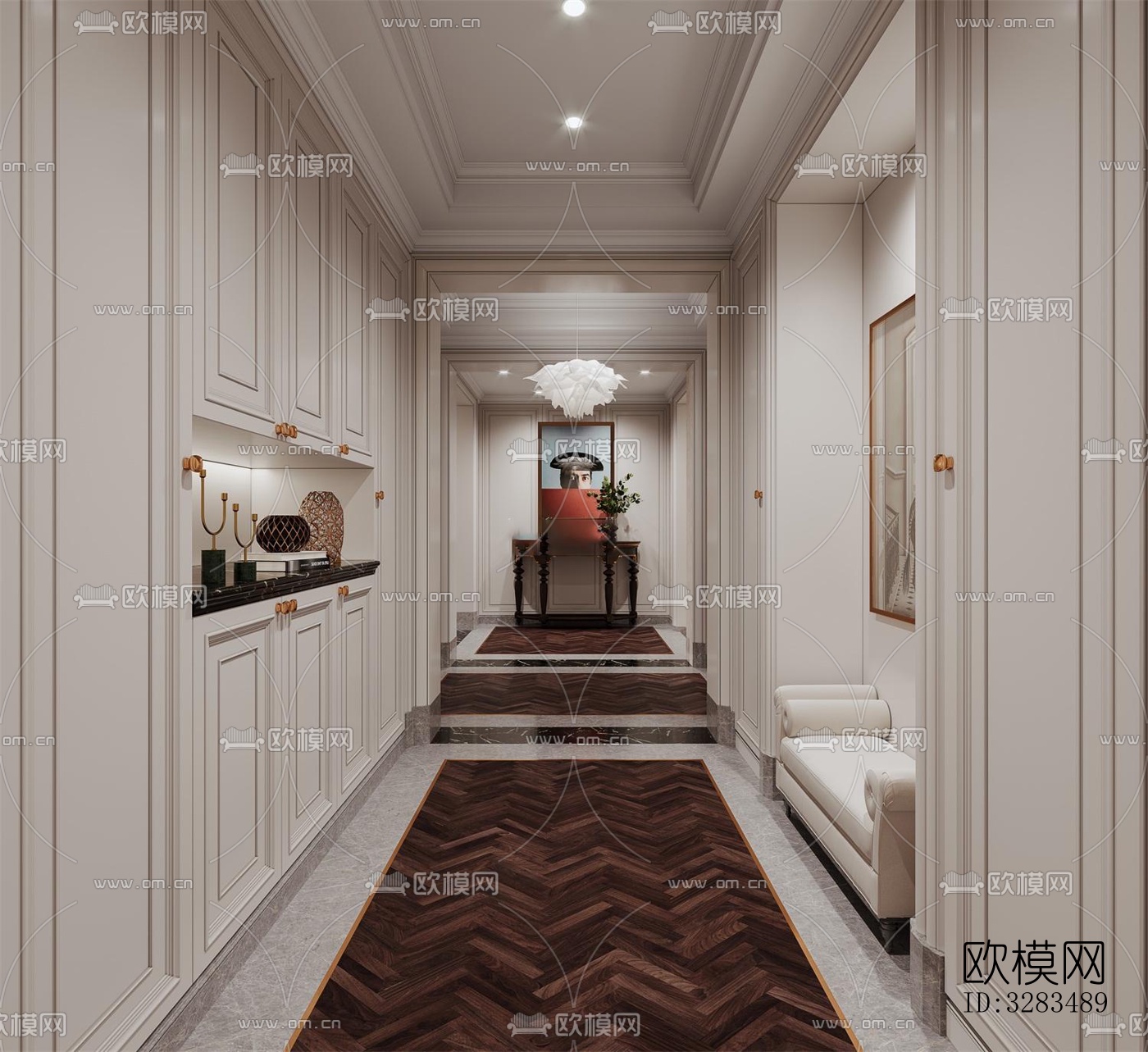 新中式卧室效果图下载（渲染图2）