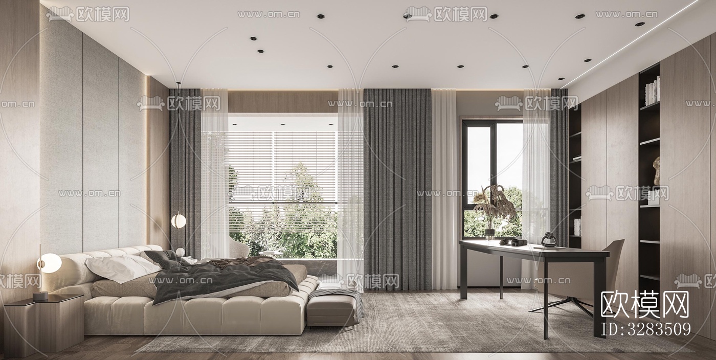 现代卧室效果图下载（渲染图7）