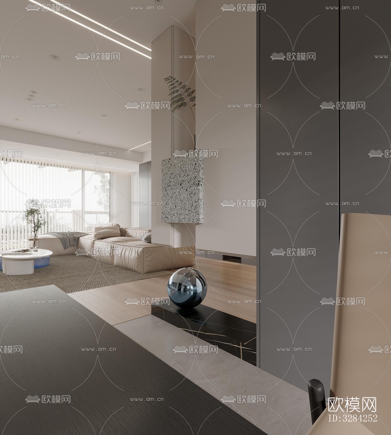 现代客餐厅效果图下载（渲染图6）