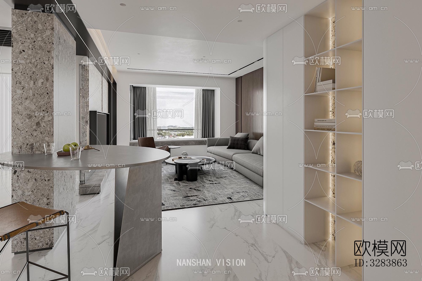 现代客餐厅效果图下载（渲染图15）