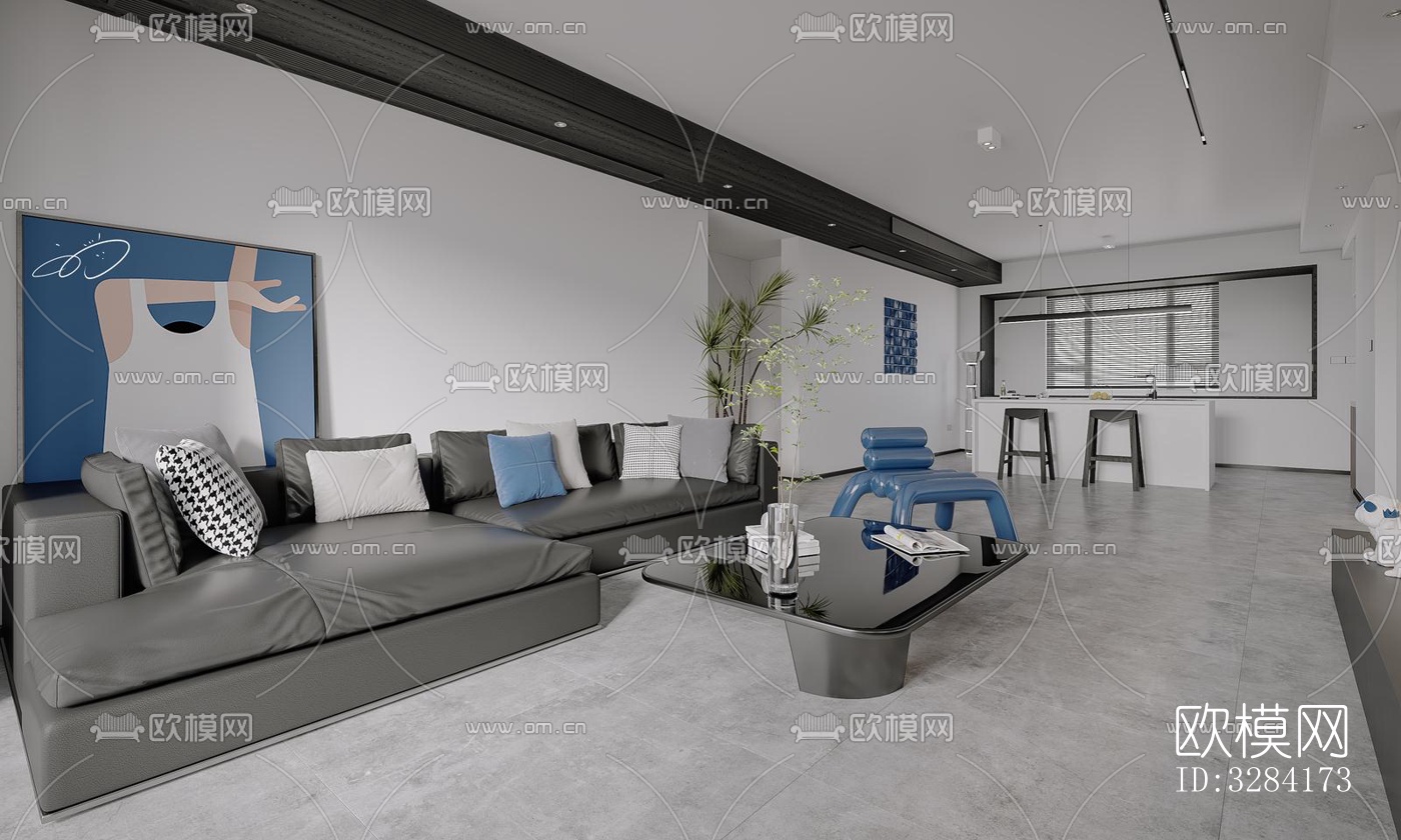 现代客餐厅效果图下载（渲染图8）