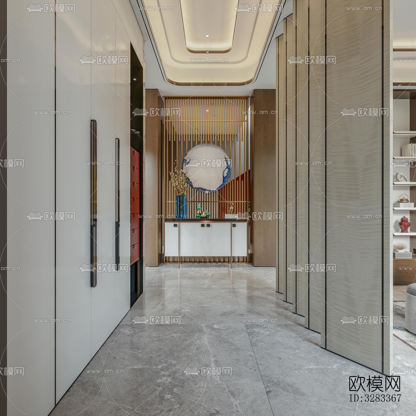 新中式别墅效果图下载（渲染图9）