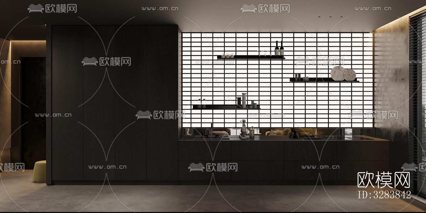 现代客餐厅效果图下载（渲染图4）