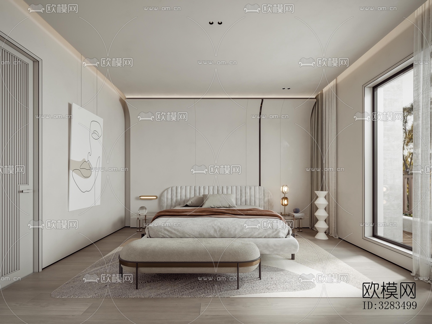 现代卧室效果图下载（渲染图6）