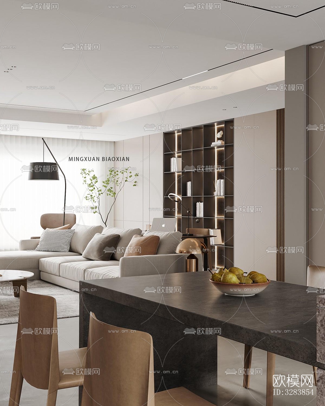 现代客餐厅效果图下载（渲染图4）