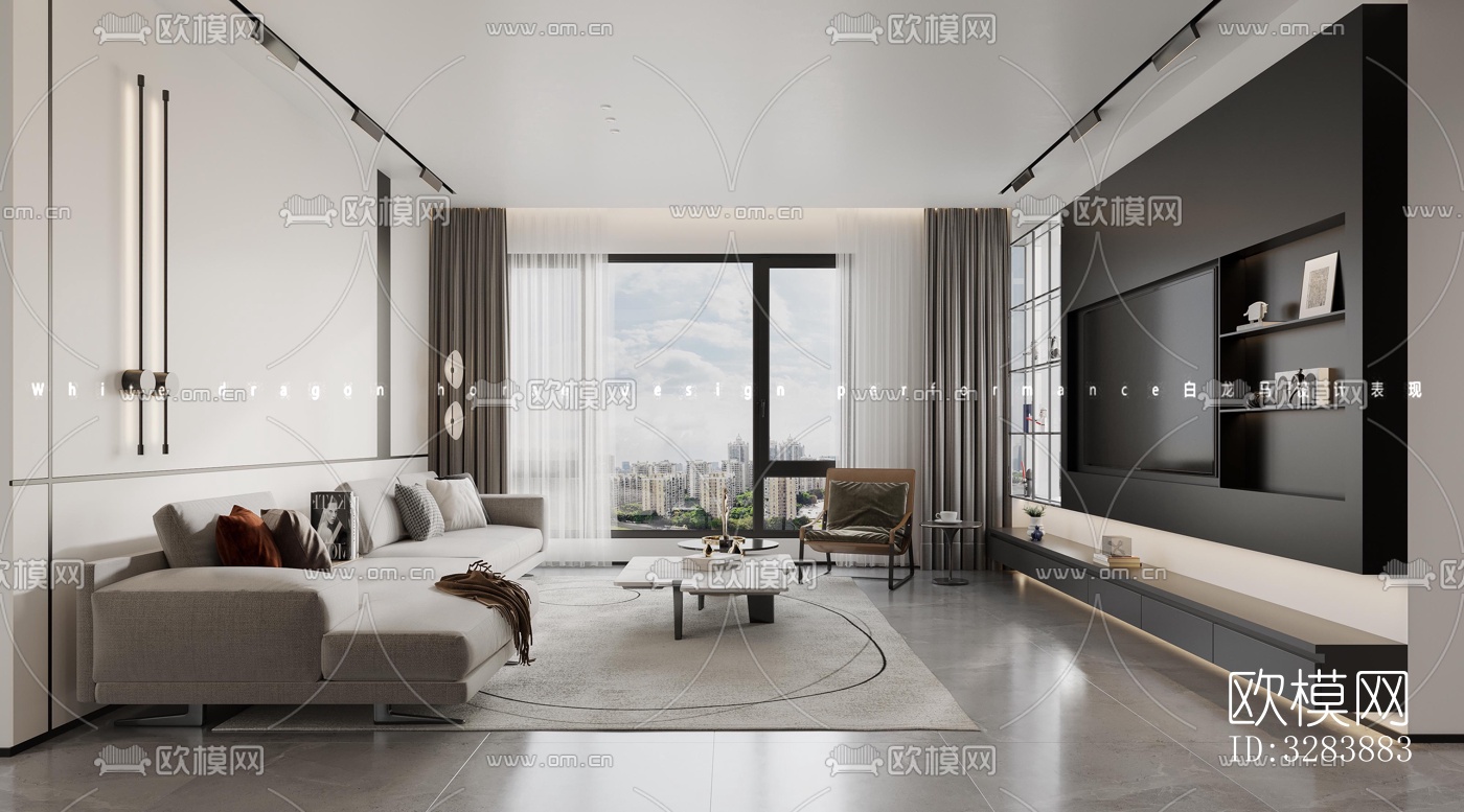 现代客餐厅效果图下载（渲染图2）