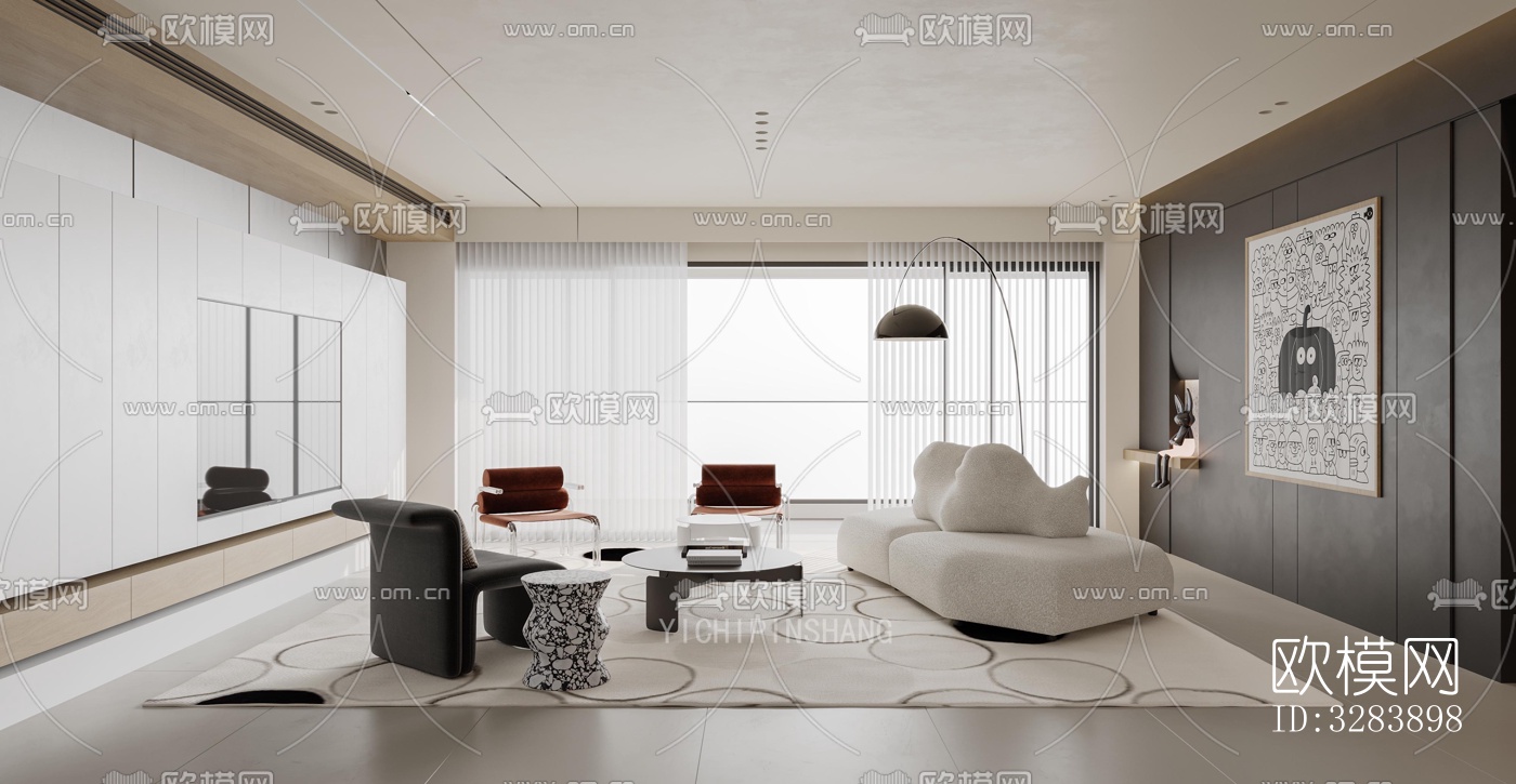 现代客餐厅效果图下载（渲染图7）