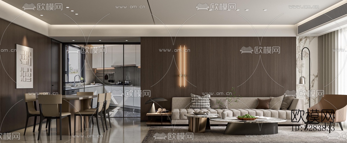 现代客餐厅效果图下载（渲染图3）
