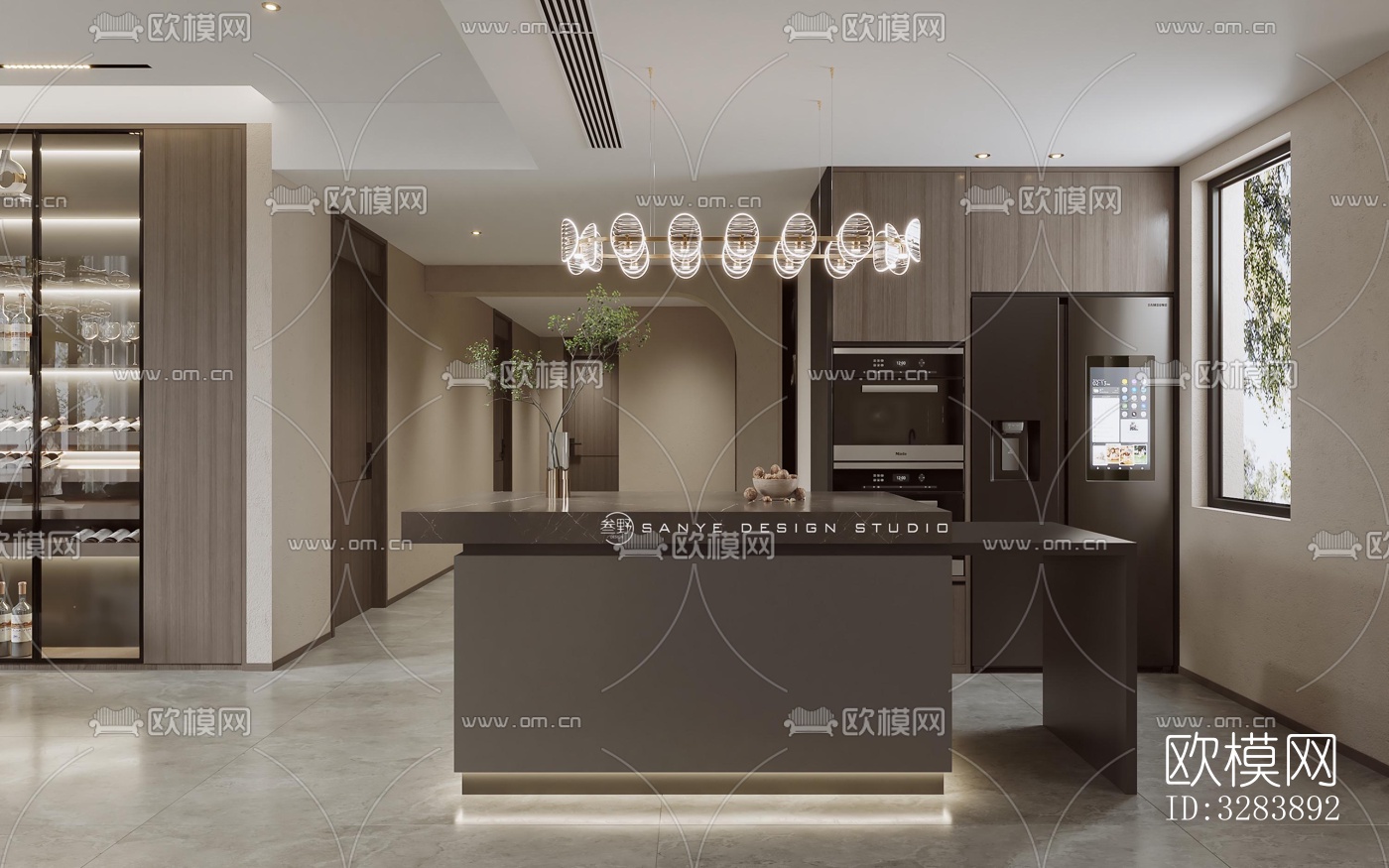 现代客餐厅效果图下载（渲染图5）