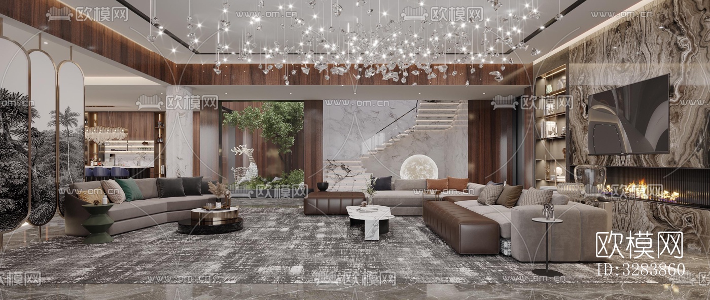 现代客餐厅效果图下载（渲染图2）