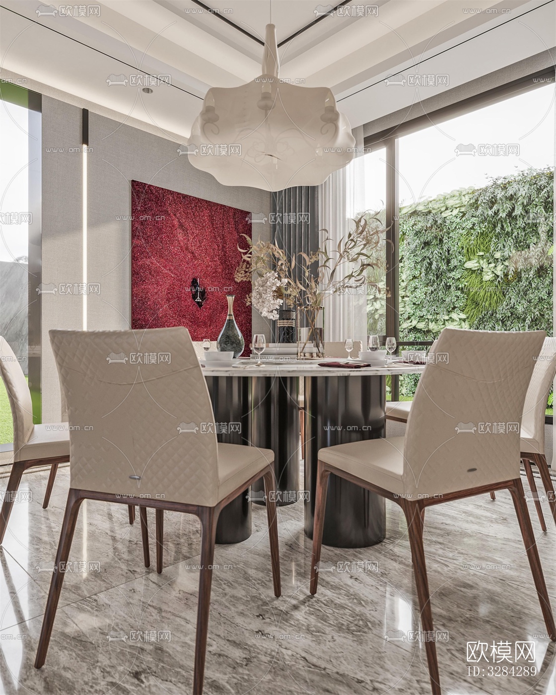 现代餐厅效果图下载（渲染图2）