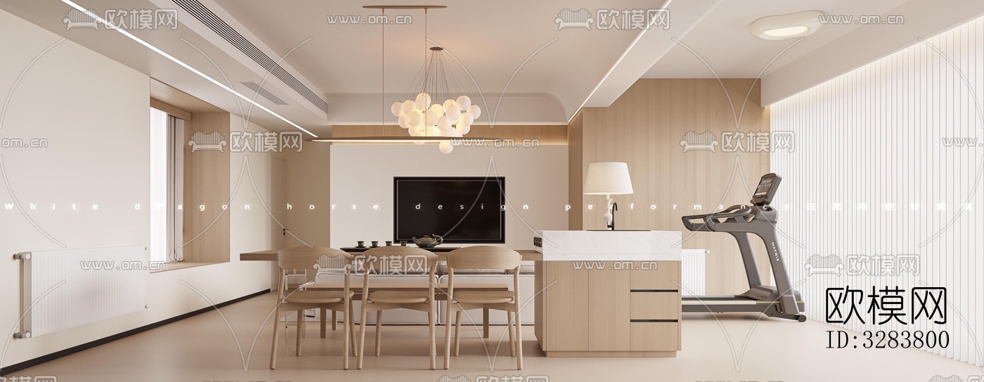 现代客餐厅效果图下载（渲染图3）