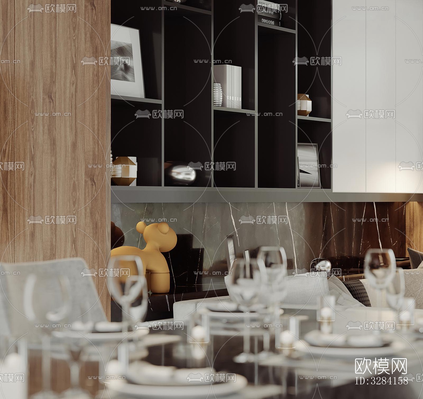 现代客餐厅效果图下载（渲染图7）