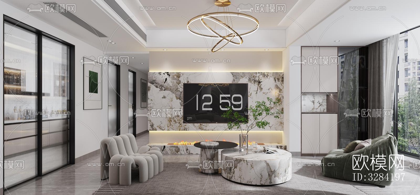 现代客餐厅效果图下载（渲染图6）