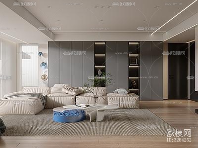 现代客餐厅效果图下载（渲染图2）