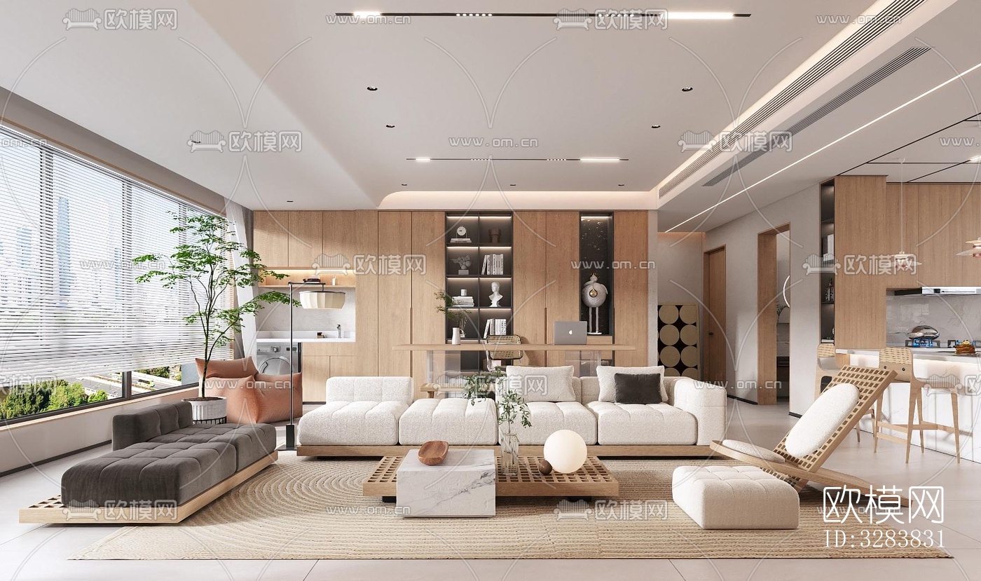 现代客餐厅效果图下载（渲染图2）