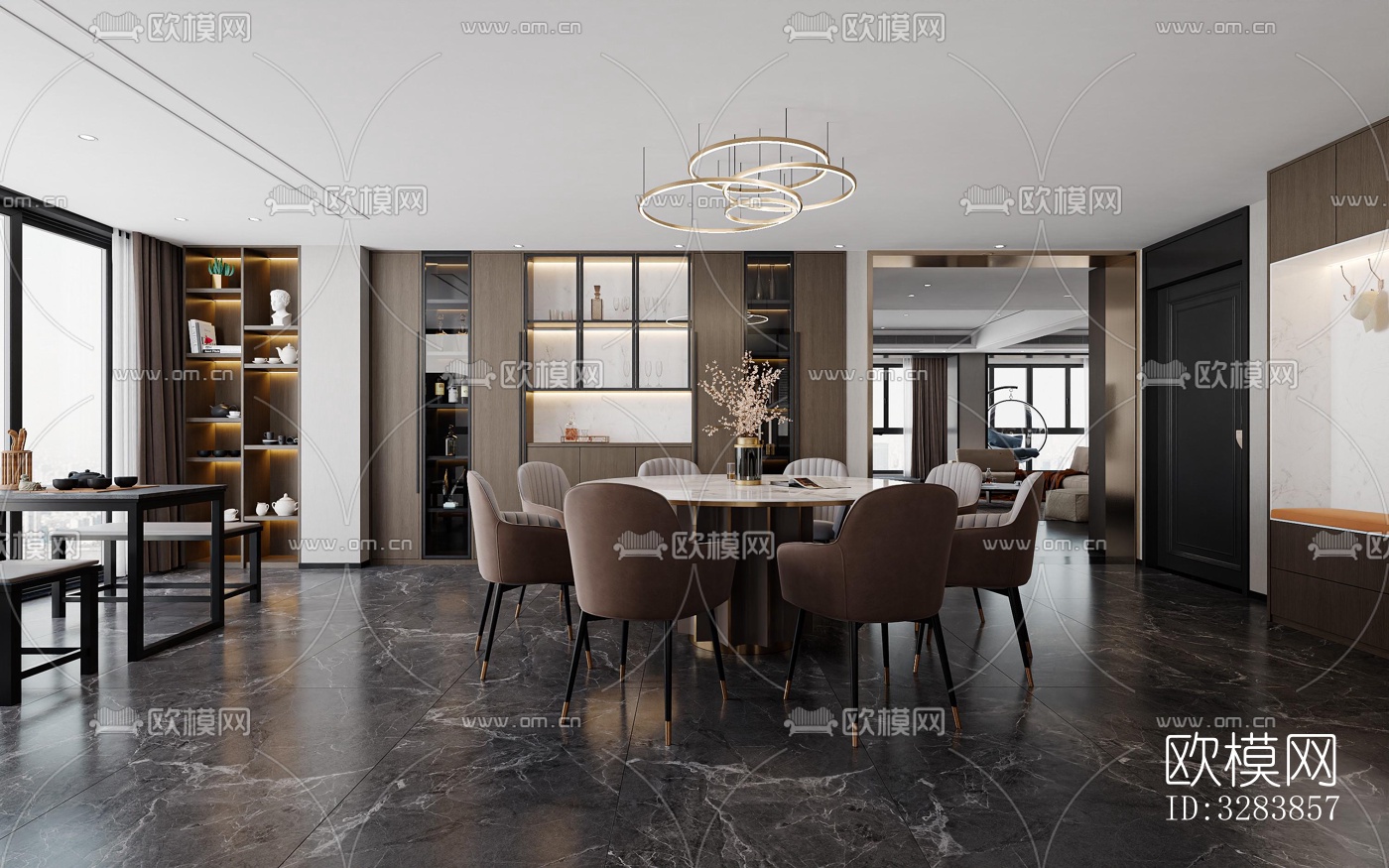 现代客餐厅效果图下载（渲染图3）