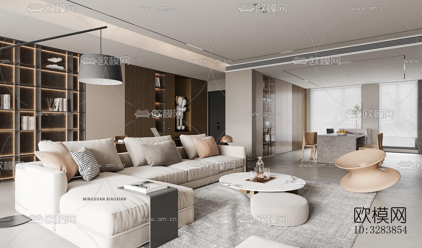 现代客餐厅效果图下载（渲染图3）