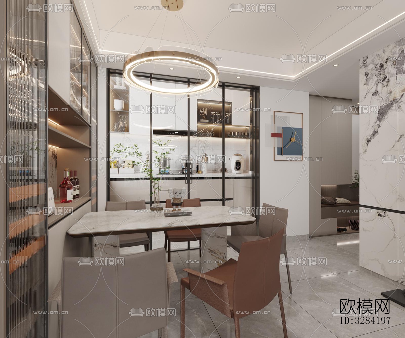现代客餐厅效果图下载（渲染图9）