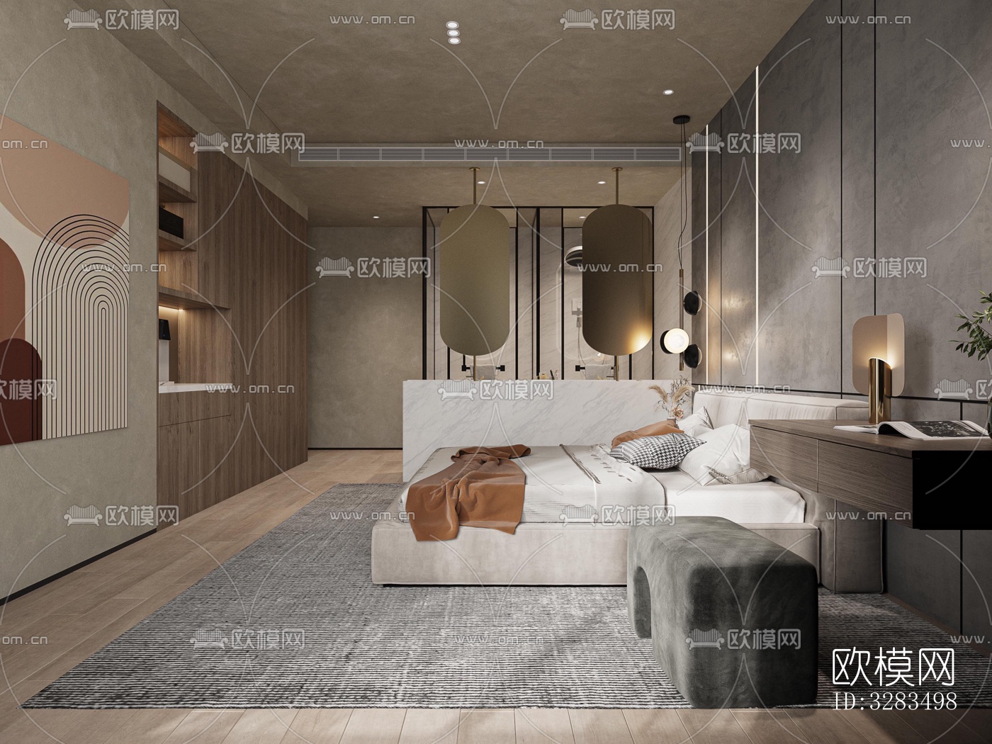 现代卧室效果图下载（渲染图9）