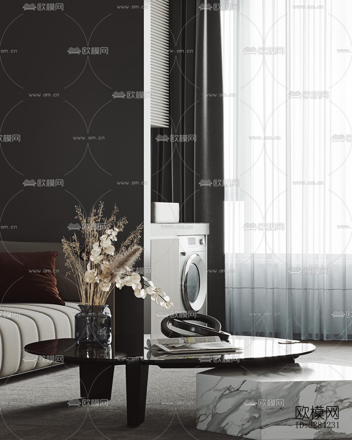 现代客餐厅效果图下载（渲染图5）