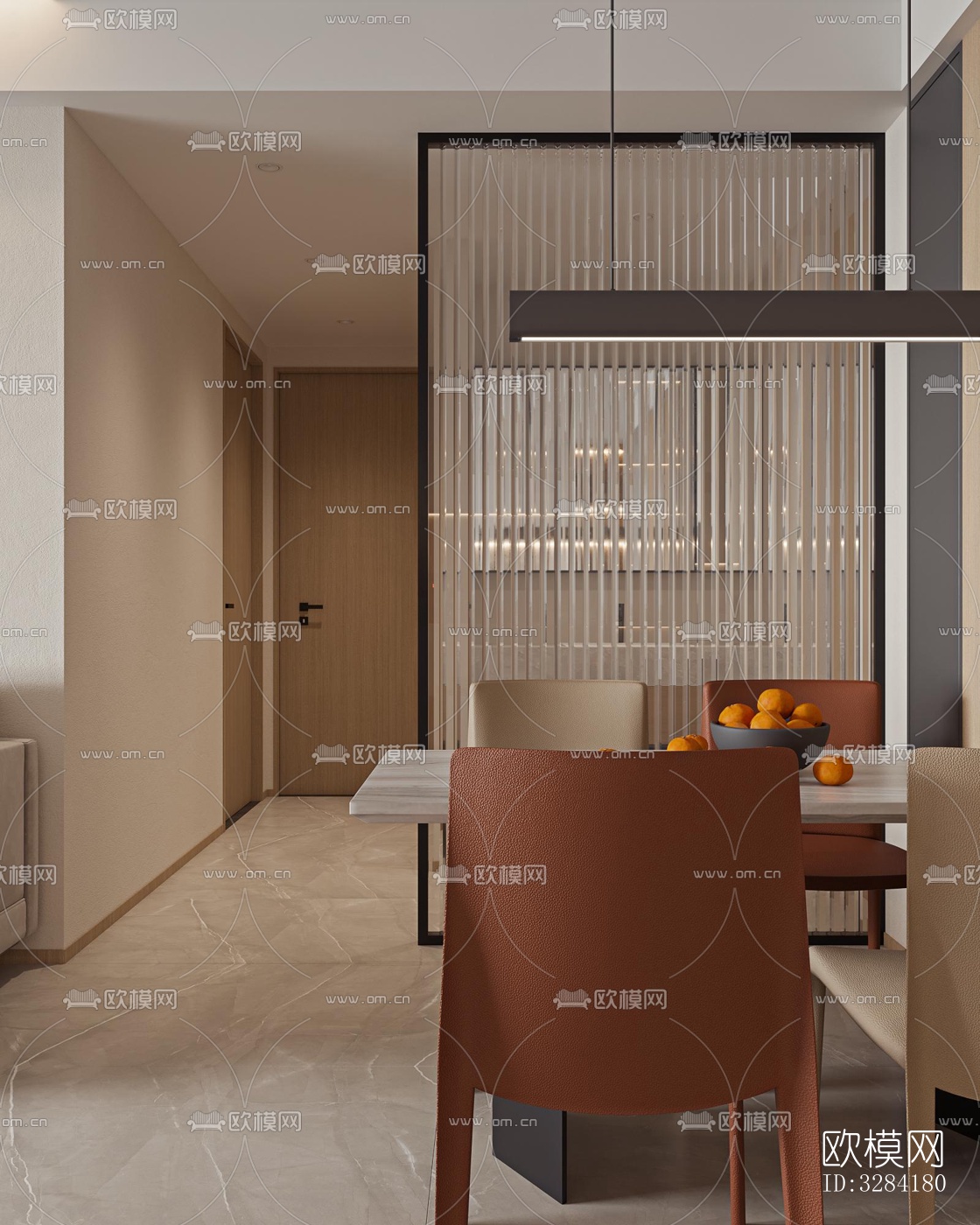 现代客餐厅效果图下载（渲染图1）