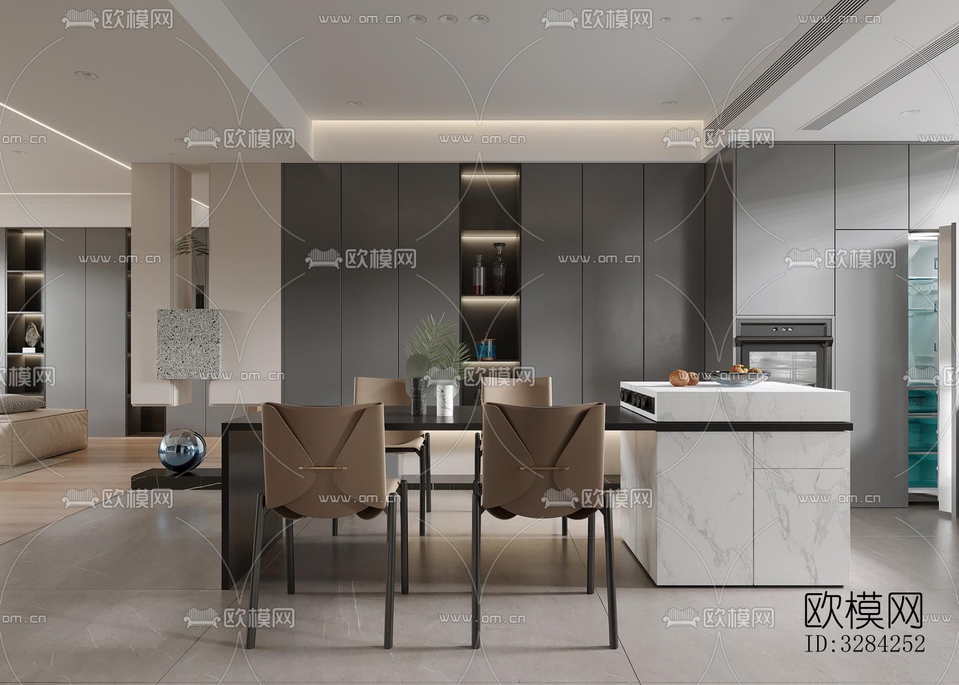 现代客餐厅效果图下载（渲染图4）