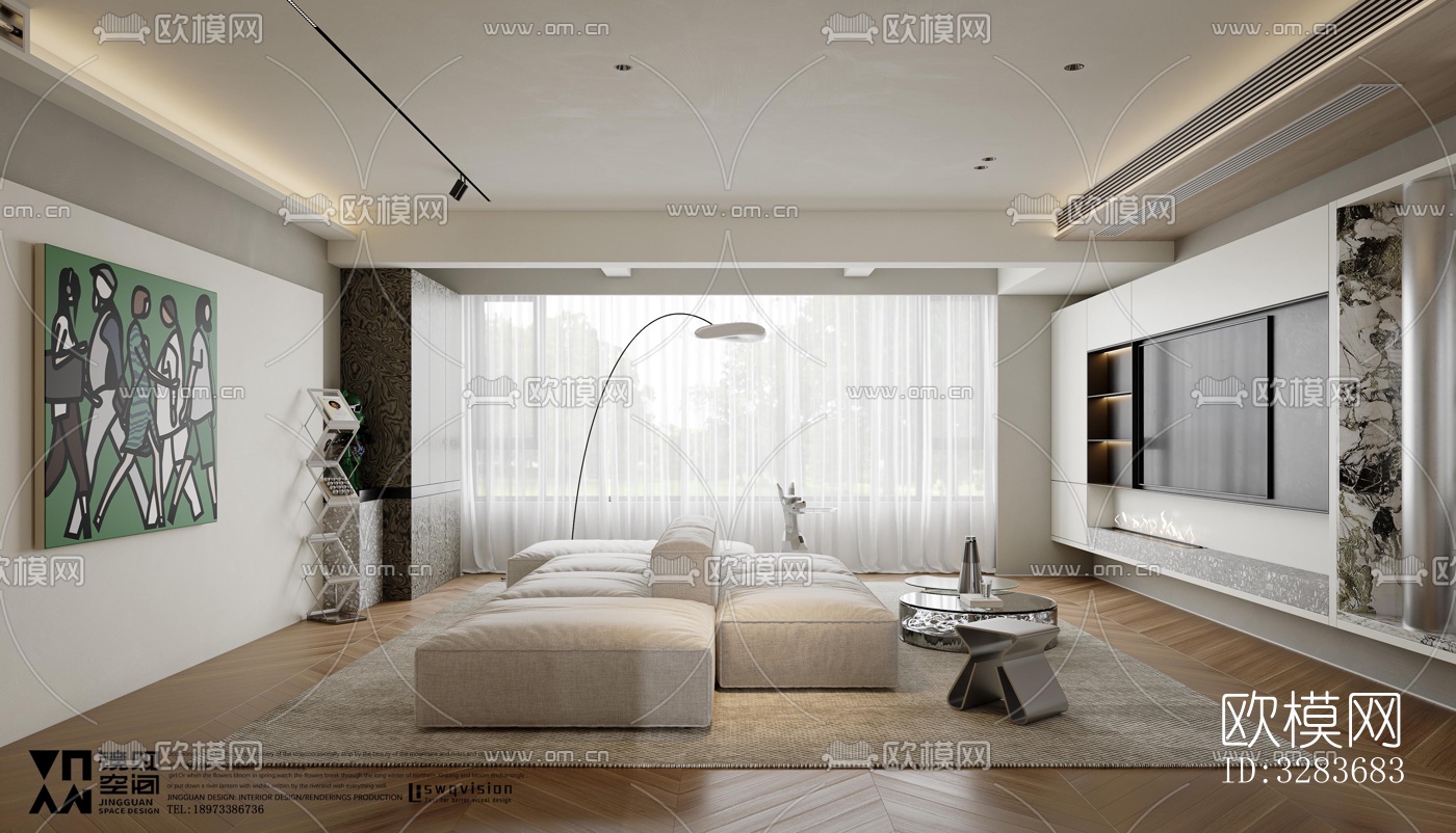 现代客餐厅效果图下载（渲染图4）