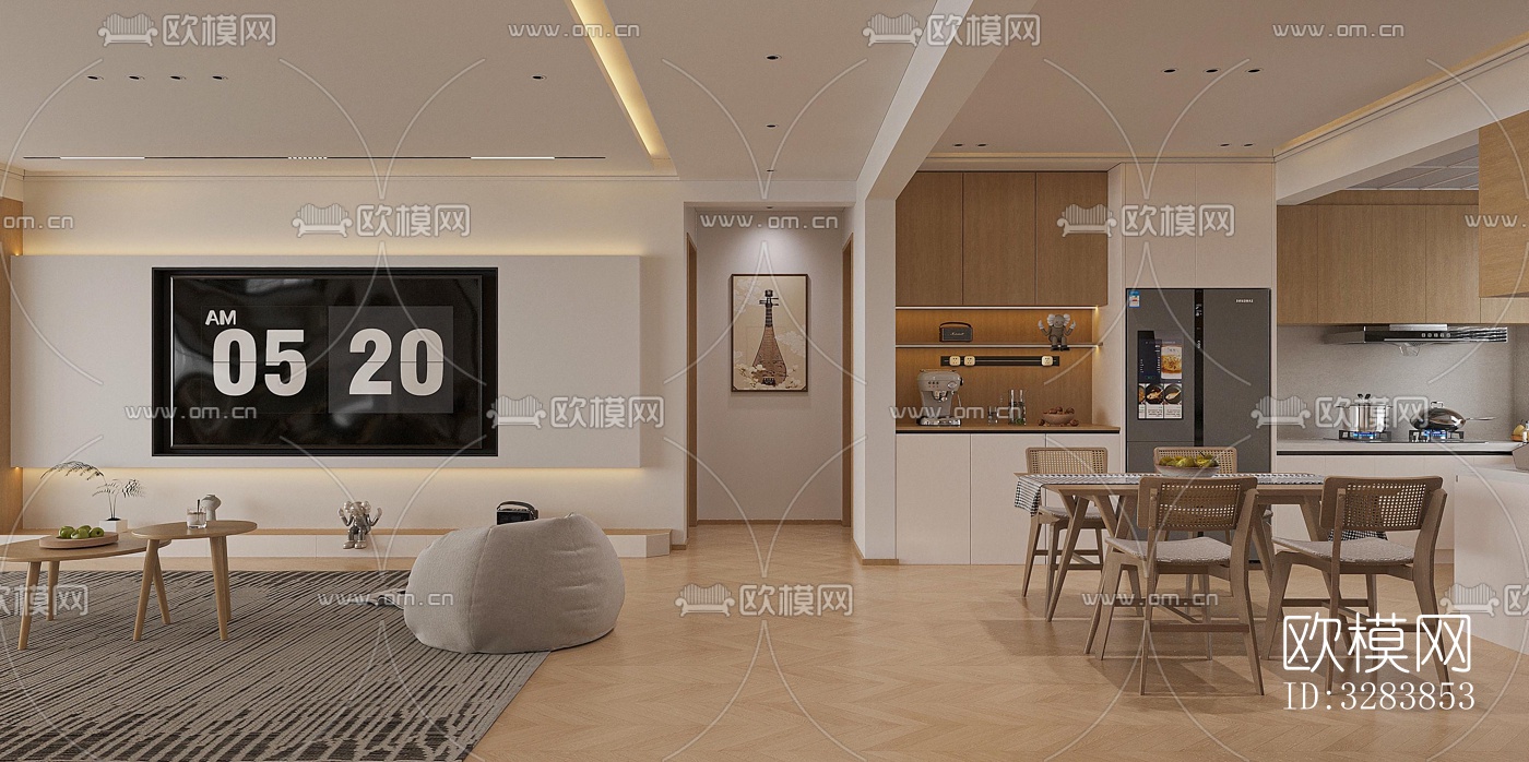 现代客餐厅效果图下载（渲染图5）