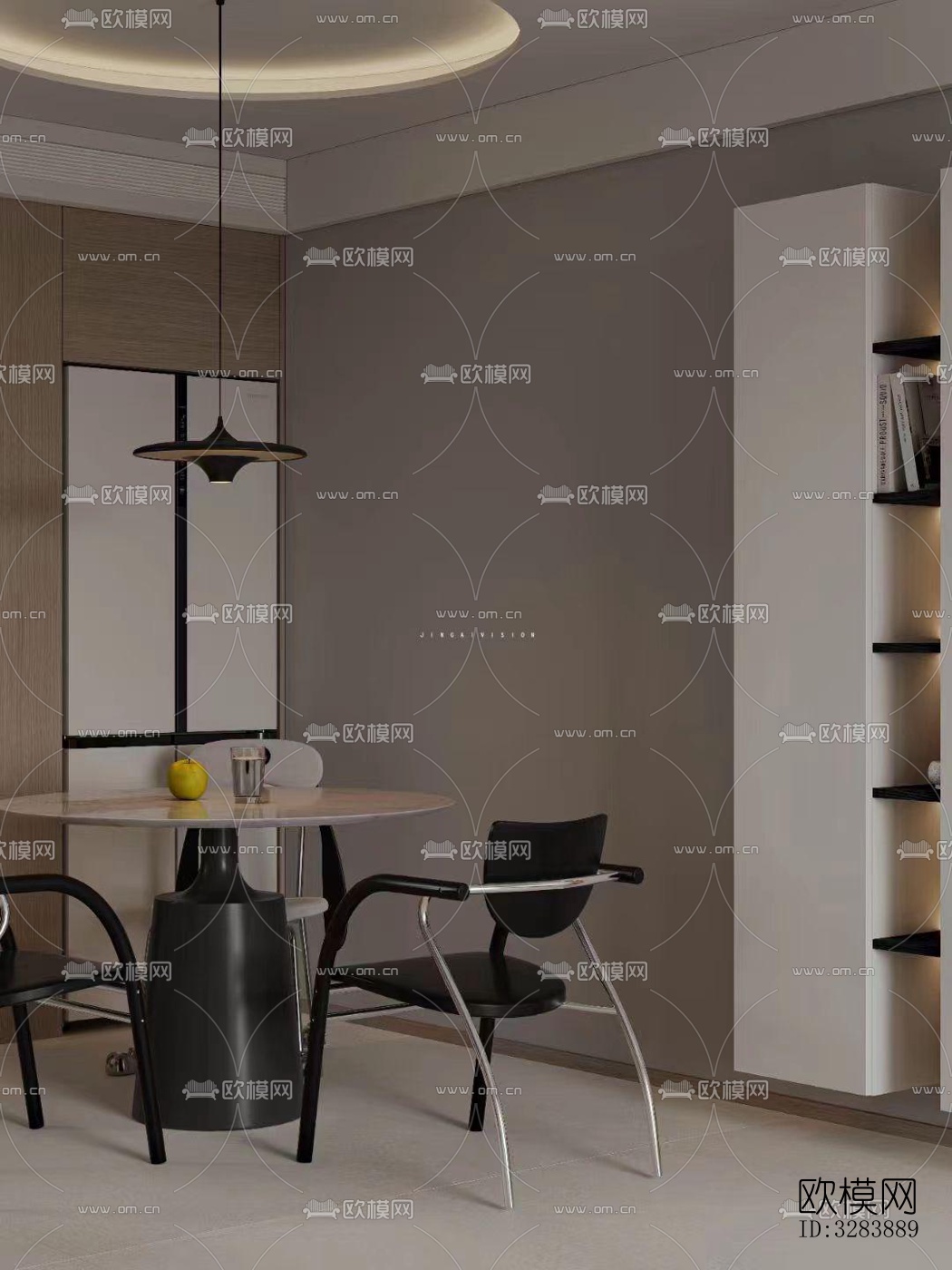 现代客餐厅效果图下载（渲染图1）