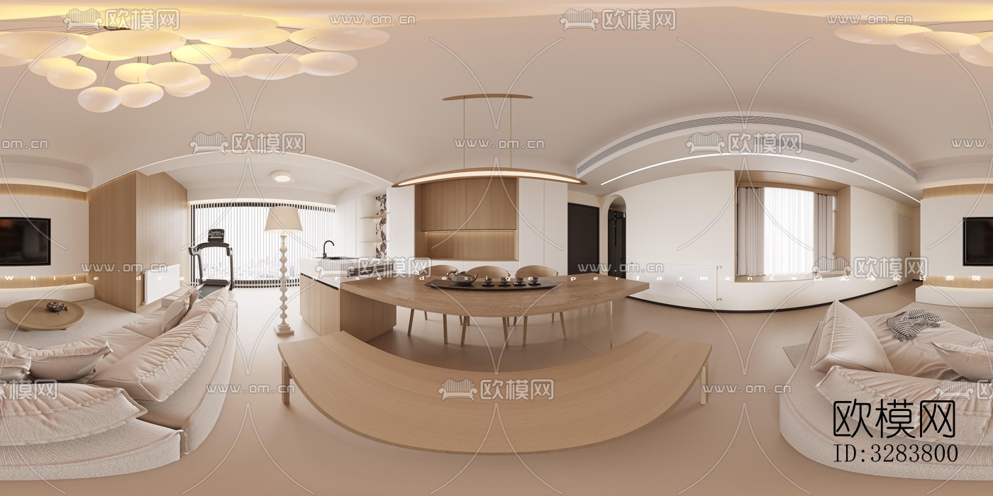 现代客餐厅效果图下载（渲染图2）