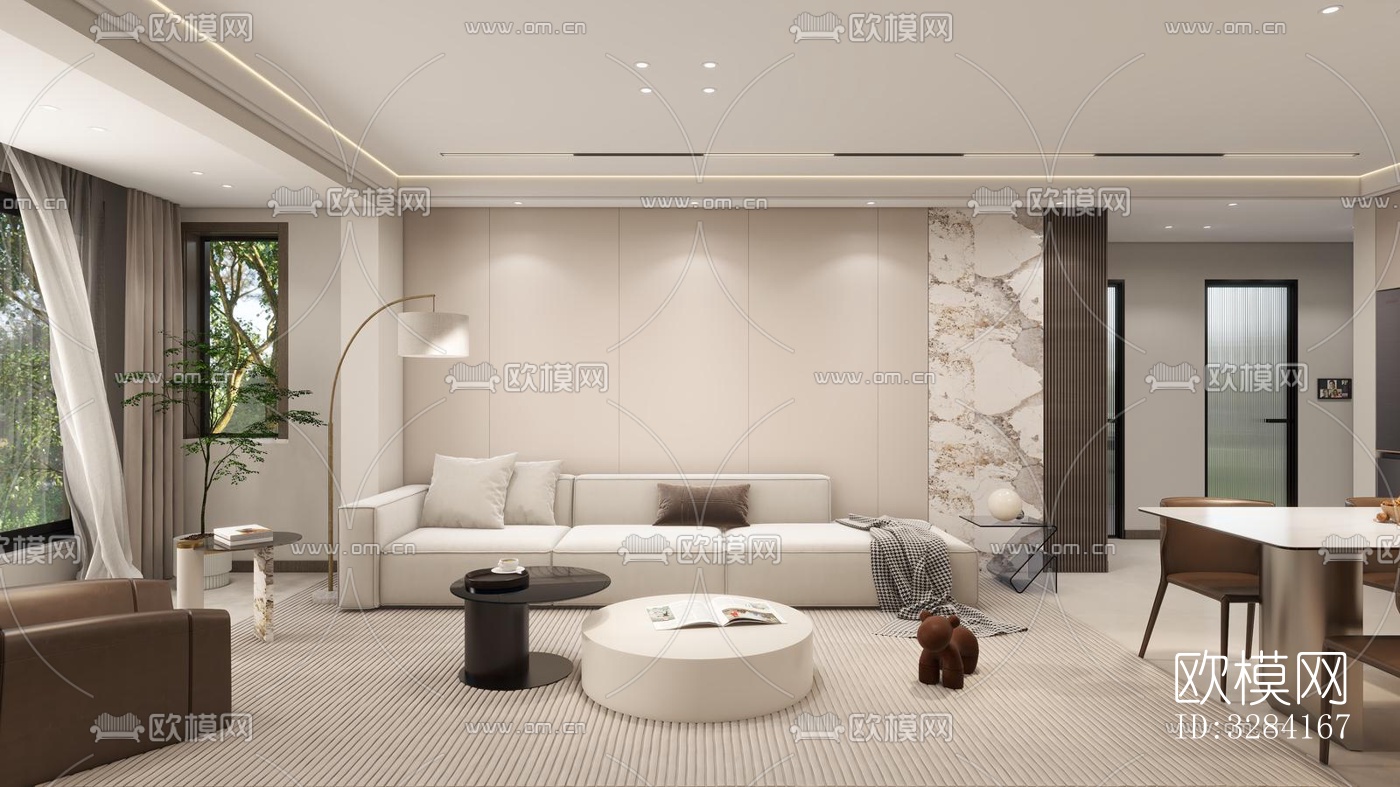 现代客餐厅效果图下载（渲染图2）