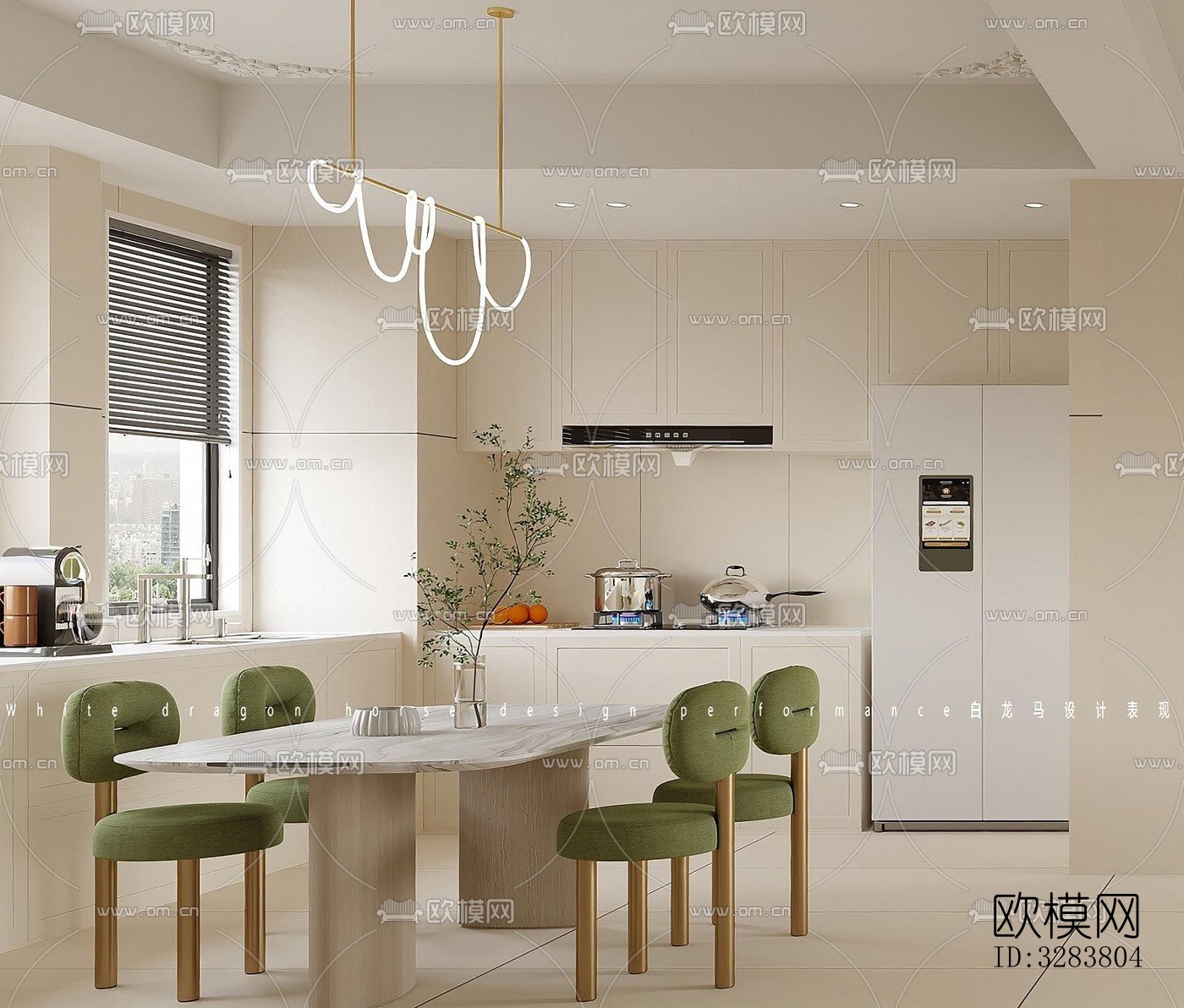 现代客餐厅效果图下载（渲染图2）