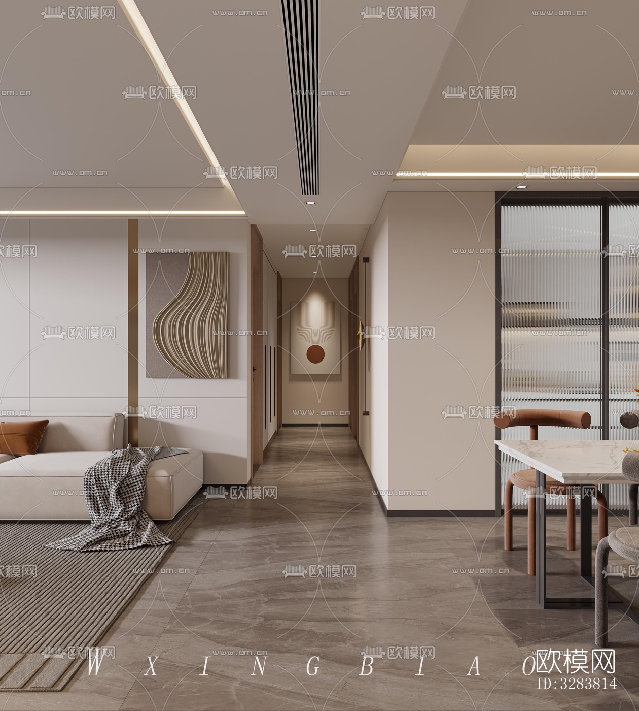 现代客餐厅效果图下载（渲染图5）