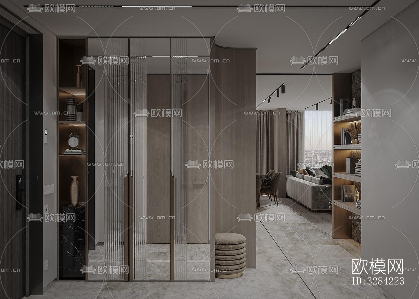 现代客餐厅效果图下载（渲染图1）