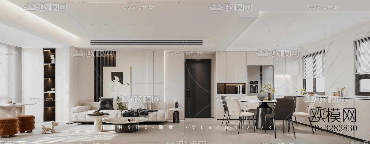 现代客餐厅效果图下载（渲染图2）
