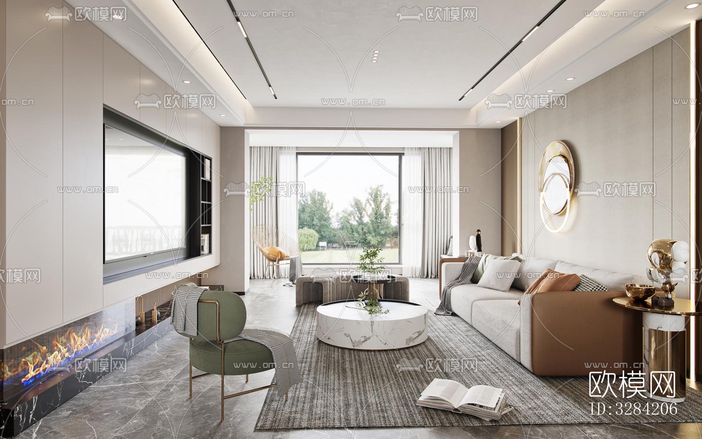 现代客餐厅效果图下载（渲染图3）