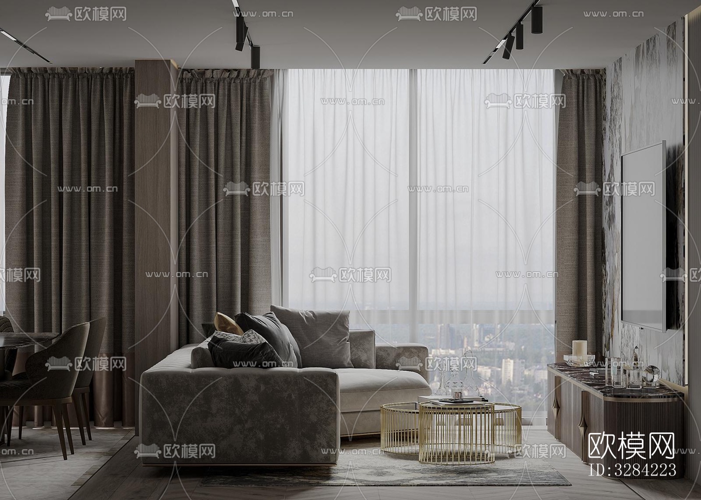 现代客餐厅效果图下载（渲染图7）