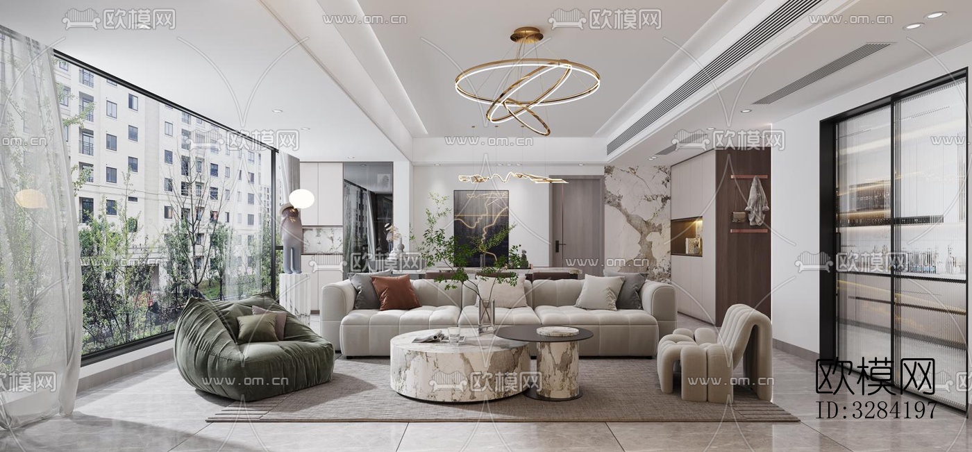 现代客餐厅效果图下载（渲染图7）