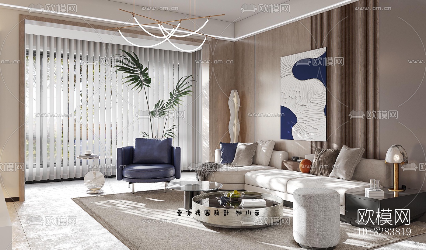 现代客餐厅效果图下载（渲染图4）