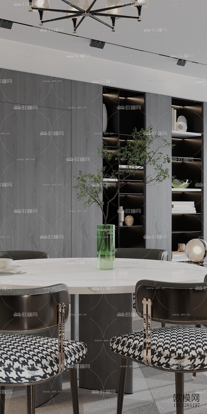 现代客餐厅效果图下载（渲染图4）