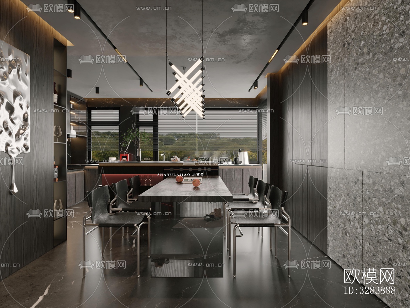 现代客餐厅效果图下载（渲染图3）