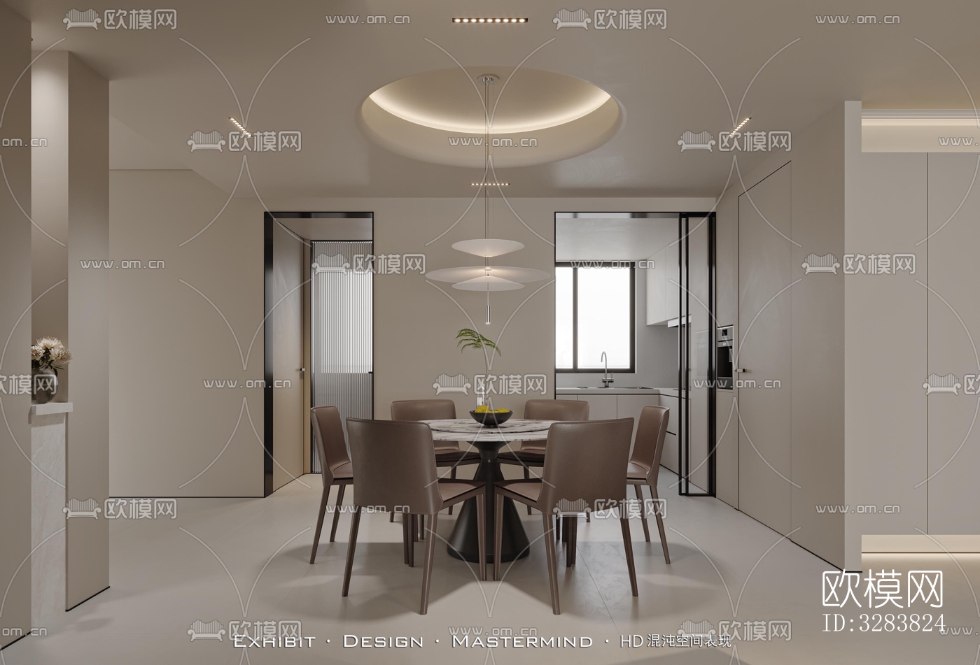 现代客餐厅效果图下载（渲染图5）