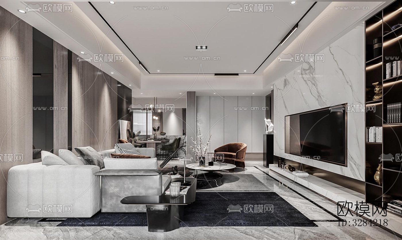 现代客餐厅效果图下载（渲染图10）