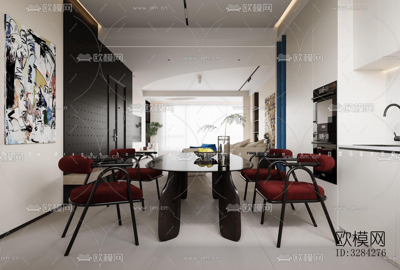 现代客餐厅效果图下载（渲染图7）