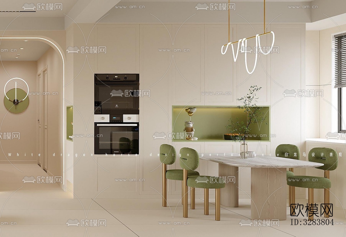 现代客餐厅效果图下载（渲染图4）