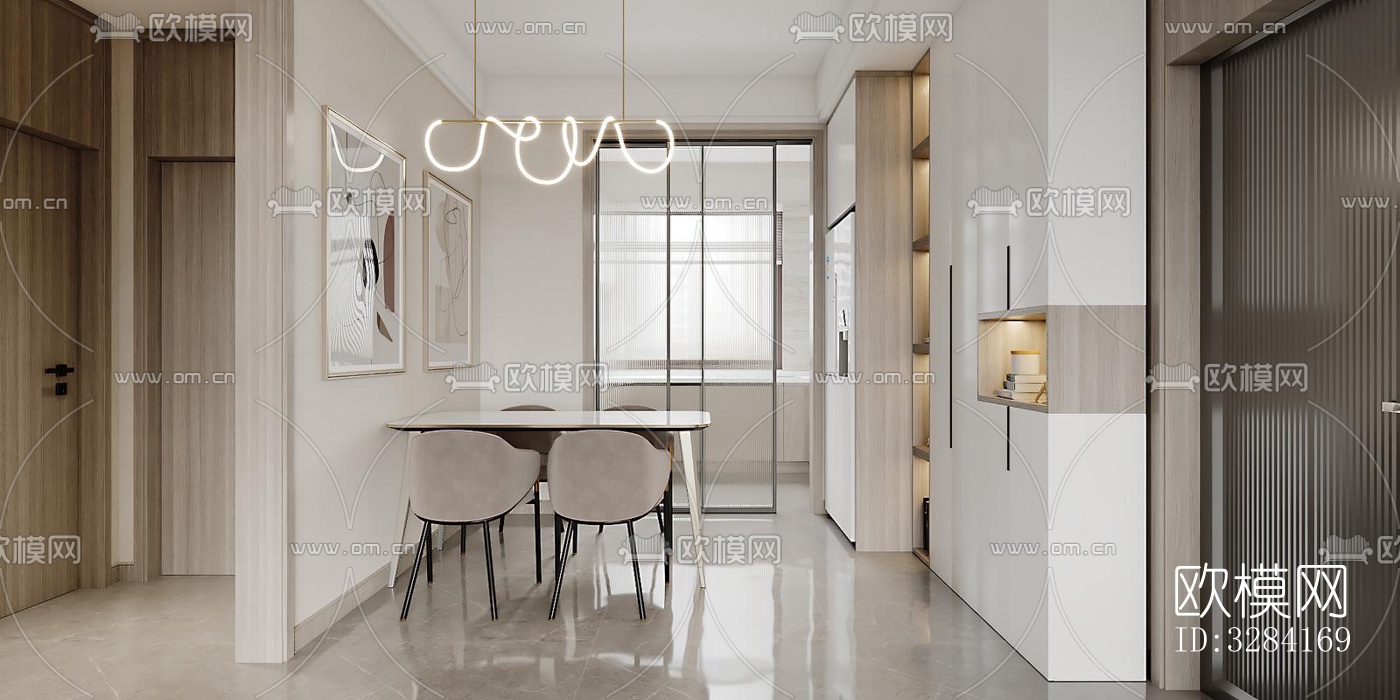 现代客餐厅效果图下载（渲染图2）