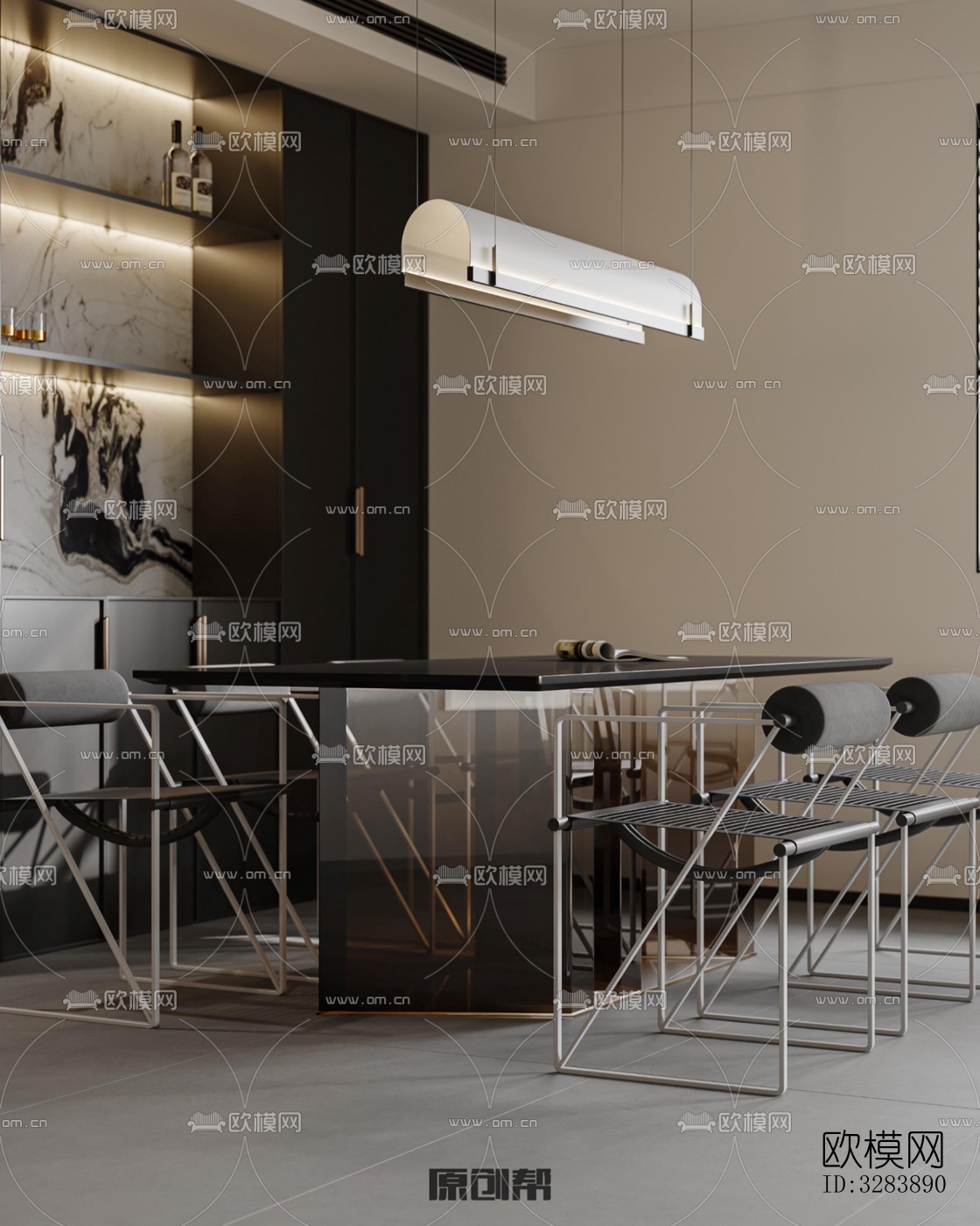 现代客餐厅效果图下载（渲染图7）