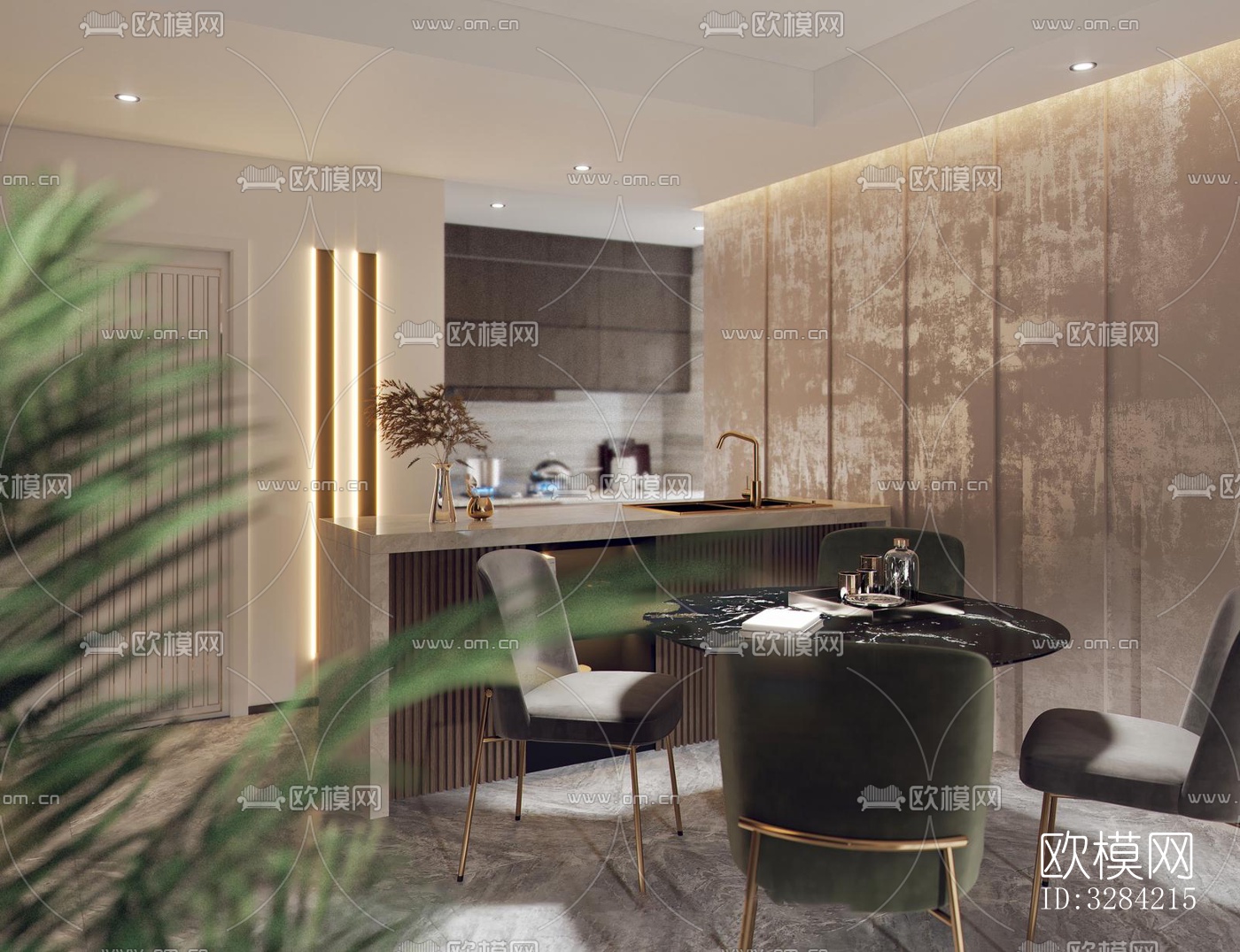 现代客餐厅效果图下载（渲染图6）