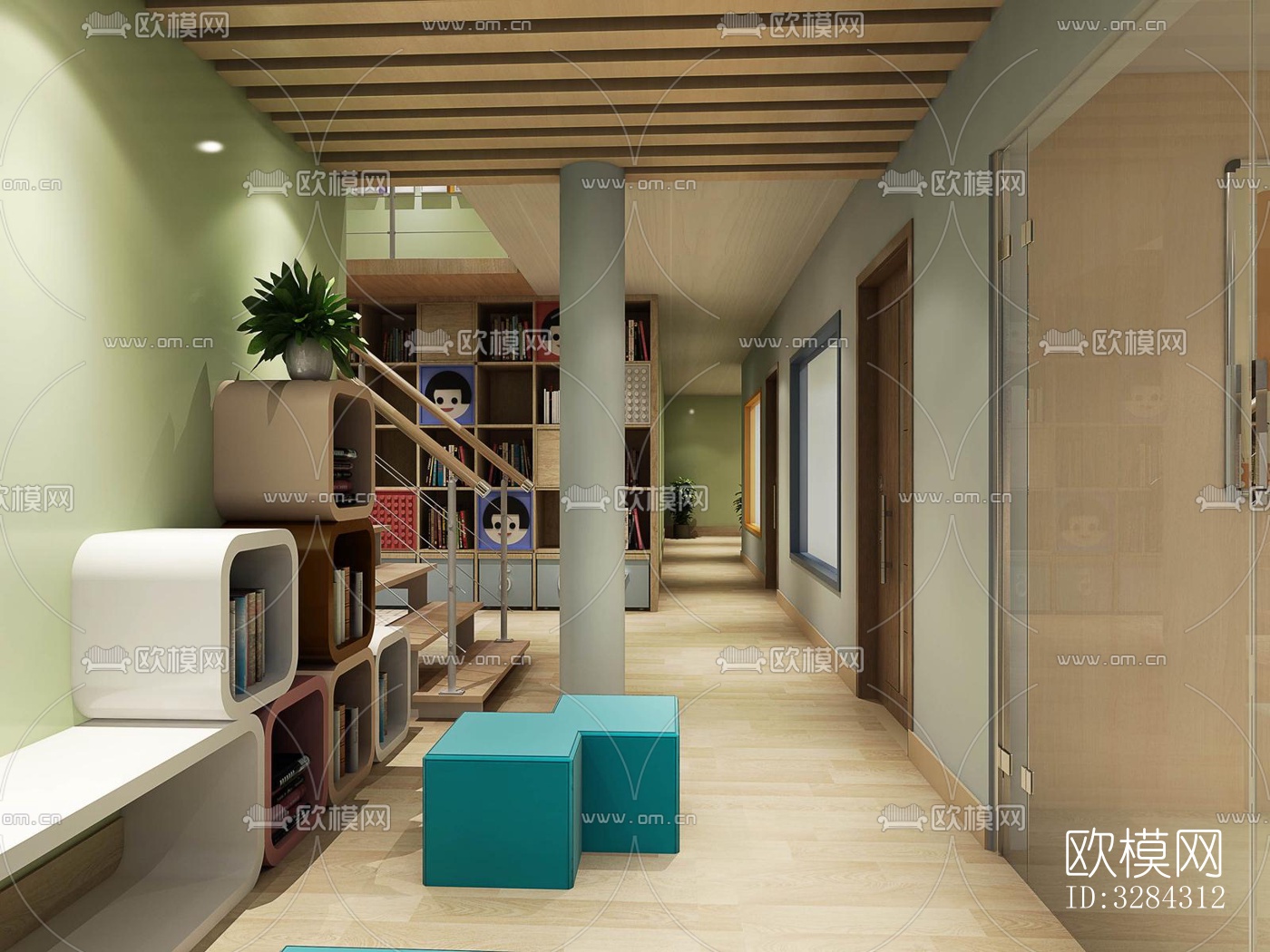 现代幼儿园效果图下载（渲染图2）